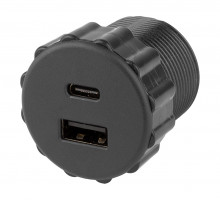 StrongPower USB A/C nabíječka, 2 x nabíjecí výstupy, průměr 35 mm, černá
