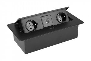 StrongPower Elektrická zásuvka 2x 230V Schuko,2x USB Power, černá