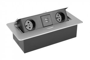 StrongPower Elektrická zásuvka 2x 230V,2x USB Power, stříbrná