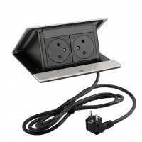 LEGRAND elektrická zásuvka PopUp, 2x 230V FR, broušený hliník