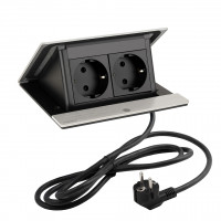 LEGRAND elektrická zásuvka PopUp, 2x 230V, Schuko, broušený hliník