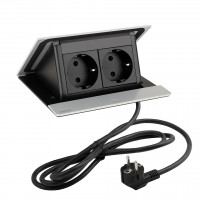 LEGRAND elektrická zásuvka PopUp, 2x 230V, Schuko, eloxovaný hliník