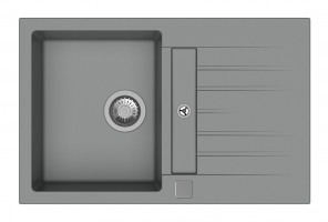 StrongSinks S3 Dřez granit Vardar 780 780x500mm s odkapem a vaničkou šedá