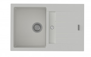 StrongSinks S3 Dřez granit Vardar 780 780x500mm s odkapem a vaničkou bílá