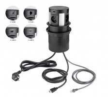 StrongPower El. zásuvka vysouvací,4x230V,FR, RJ45, USB A+C, HDMI, bezdr nab