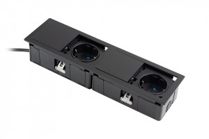 VersaHit Mono combi elektrická zásuvka 2x230V, Schuko, černá matná