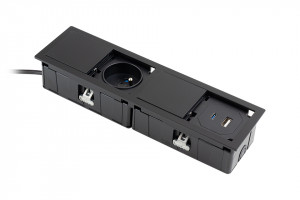 VersaHit Mono combi elektrická zásuvka 1x230V, Francouzská, USB A/C, černá matná