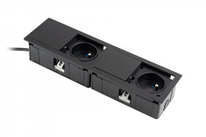 VersaHit Mono combi elektrická zásuvka 2x230V, Francouzská, černá matná