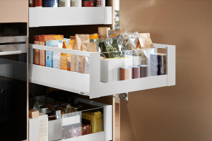 K-BLUM Merivobox, zásuvka E reling 600mm/40kg, bílá, vnitřní, sklo