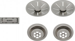 BLANCO 207410 Příslušenství odtoková sada s přepadem dvoudřez Satin Platinum