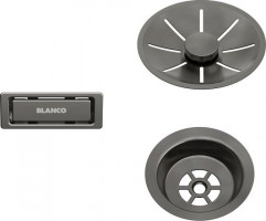 BLANCO 206900 Příslušenství odtoková sada s přepadem jednodřez Satin Dark Steel