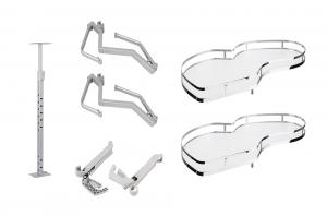 StrongWire rohové police s tlumením classic 450mm levé - bílé dno/reling chrom