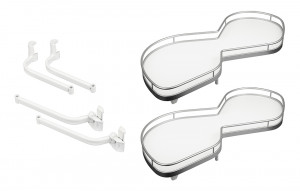 KES 235017 LeMans II, rohové police, Arena Classic, 600mm, levý - bílá/stříbrná