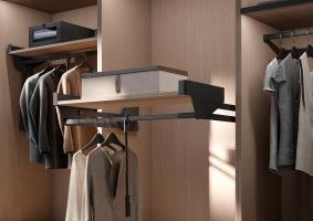 KES Conero, sklopná šatní tyč s policí, LW 455-648mm, 18kg, černá