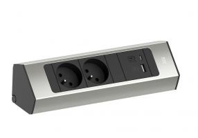 BACHMANN 932.003 Casia 2, 2x230V + 1xUSB A/C, imitace nerezi