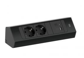 BACHMANN 932.102 Casia 2, 2x230V + 1xUSB A/C, černá RAL9005 schuko