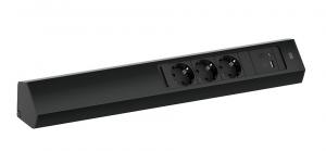 BACHMANN 932.106 Casia 2, 3x230V + 1x USB A/C černá RAL9005 schuko