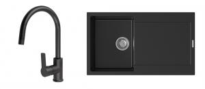 StrongSinks S3 Set dřez Zala 860 860x500mm granit černá + Baterie Loira černá
