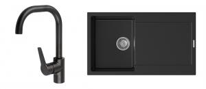 StrongSinks S3 Set dřez Zala 860 860x500mm granit černá + Baterie Garonne černá