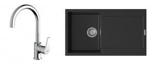 StrongSinks S3 Set dřez Zala 860 860x500mm granit černá + Baterie Rhona chrom