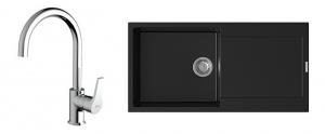 StrongSinks S3 Set dřez Zala 1000 1000x500mm granit černá + Baterie Rhona chrom