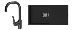 StrongSinks S3 Set dřez Zala 1000 1000x500mm granit černá + Baterie Garonne čer.