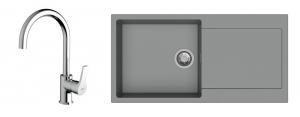 StrongSinks S3 Set dřez Zala 1000 1000x500mm granit šedá + Baterie Rhona chrom