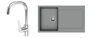 StrongSinks S3 Set dřez Zala 860 860x500mm granit šedá + Baterie Garonne chrom