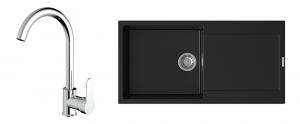 StrongSinks S3 Set dřez Zala 1000 1000x500mm granit černá + Baterie Seina chrom