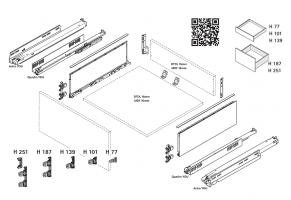 K-HETTICH komplet AvanTech YOU 187/350, bílá, 30 kg, Q/PTO, vrut