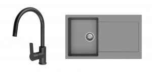 StrongSinks S3 Set dřez Zala 860 860x500mm granit šedá + Baterie Loira černá