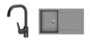 StrongSinks S3 Set dřez Zala 860 860x500mm granit šedá + Baterie Garonne černá