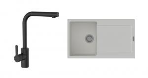 StrongSinks S3 Set dřez Zala 860 860x500mm granit bílá + Baterie Ipoly černá