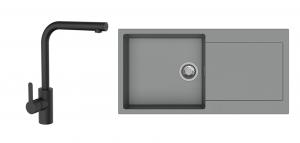 StrongSinks S3 Set dřez Zala 1000 1000x500mm granit šedá + Baterie Ipoly černá