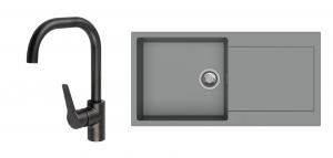 StrongSinks S3 Set dřez Zala 1000 1000x500mm granit šedá + Baterie Garonne černá