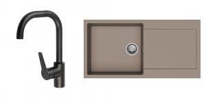 StrongSinks S3 Set dřez Zala 1000 1000x500mm granit hnědá + Bater. Garonne černá