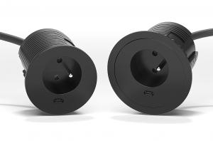 VersaTag elektrická zásuvka 1x 230V Francouzská, 1x USB C, černá