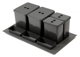 StrongBins sorter 2x16 + 2x8 l vložený do zásuvky 800 - 900 mm, antracit