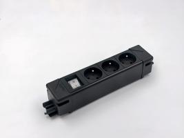 StrongPower elektrická zásuvka UnderDesk, 3x FR, vypínač, černá