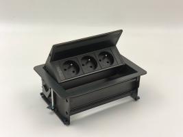 StrongPower elektrická zásuvka FlipUpPush, 3x Francouszká, černá