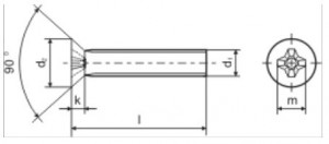 Šroub zápustná hlava ZB M4x22
