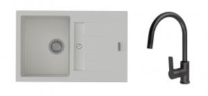 K-StrongSinks S3 Set dřez Vardar 780x500mm granit bílá + Baterie Loira černá