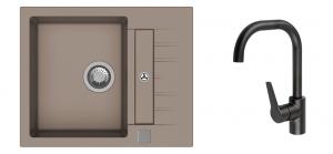 K-StrongSinks S3 Set dřez Vardar 615x500mm granit béžová + Bater. Garonne černá