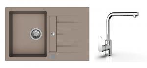 K-StrongSinks S3 Set dřez Vardar 780x500mm granit béžová + Baterie  Stréva chr.