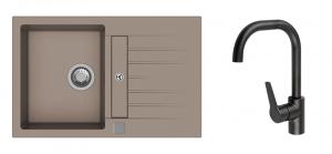 K-StrongSinks S3 Set dřez Vardar 780x500mm granit béžová + Bater. Garonne černá