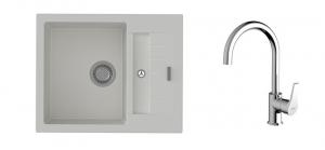 K-StrongSinks S3 Set dřez Vardar 615x500mm granit bílá + Baterie Rhona chrom