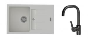 K-StrongSinks S3 Set dřez Vardar 780x500mm granit bílá + Baterie Garonne černá