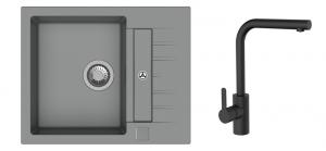 K-StrongSinks S3 Set dřez Vardar 615x500mm granit šedá + Baterie Ipoly černá