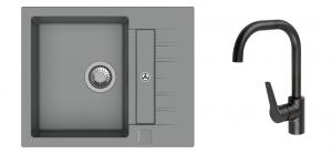 K-StrongSinks S3 Set dřez Vardar 615x500mm granit šedá + Baterie Garonne černá