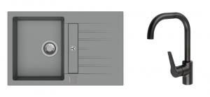 K-StrongSinks S3 Set dřez Vardar 780x500mm granit šedá + Baterie Garonne černá